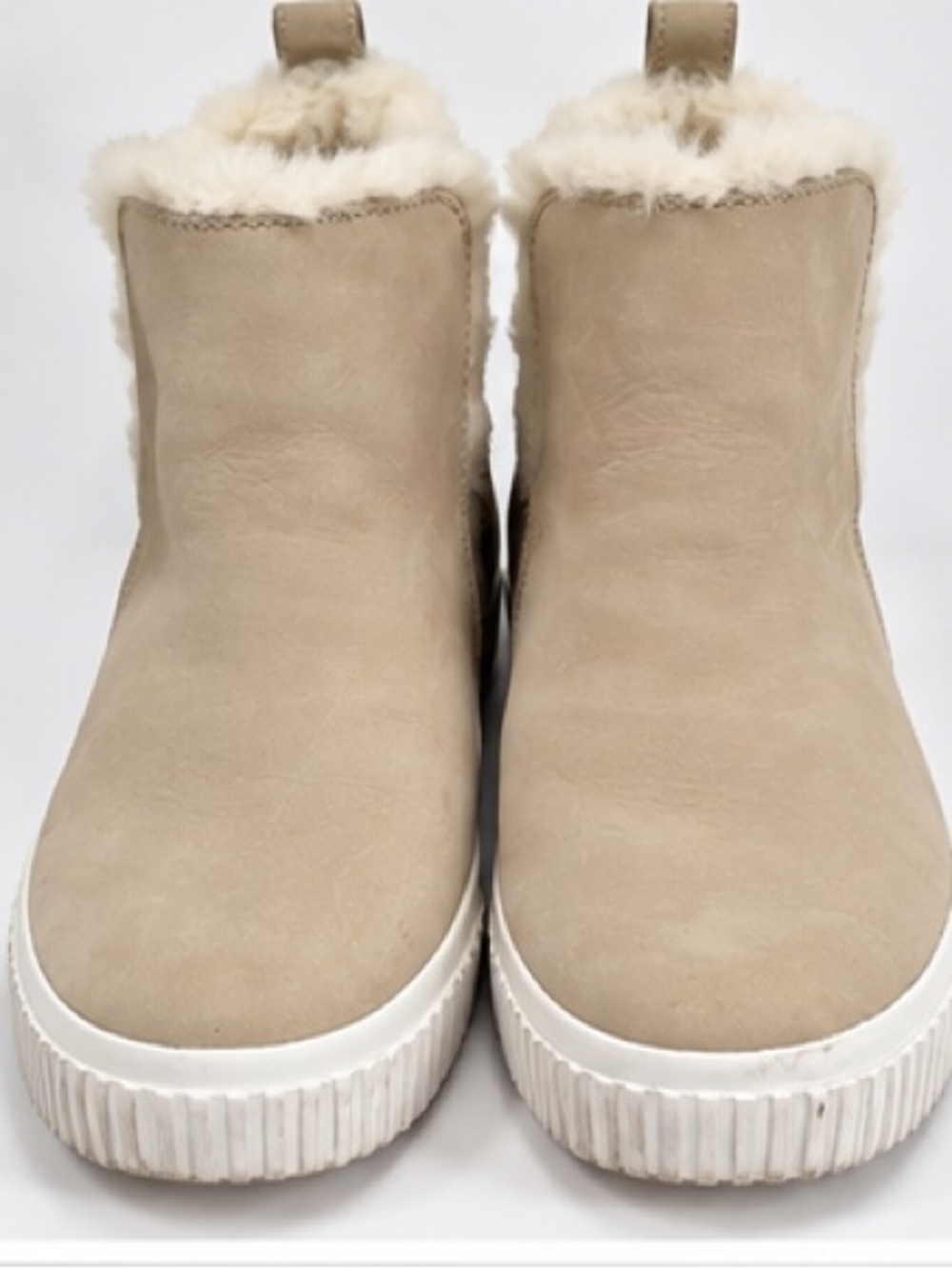 Timberland Women’s 8 Beige Suede Fur Lined Slip-On Ankle Boots ReBOTL